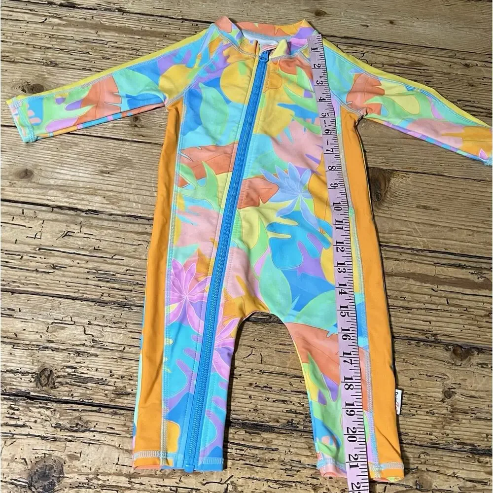 Sun Suit Kids Size 6-12m Multicolor Palm Swimsuit NWOT